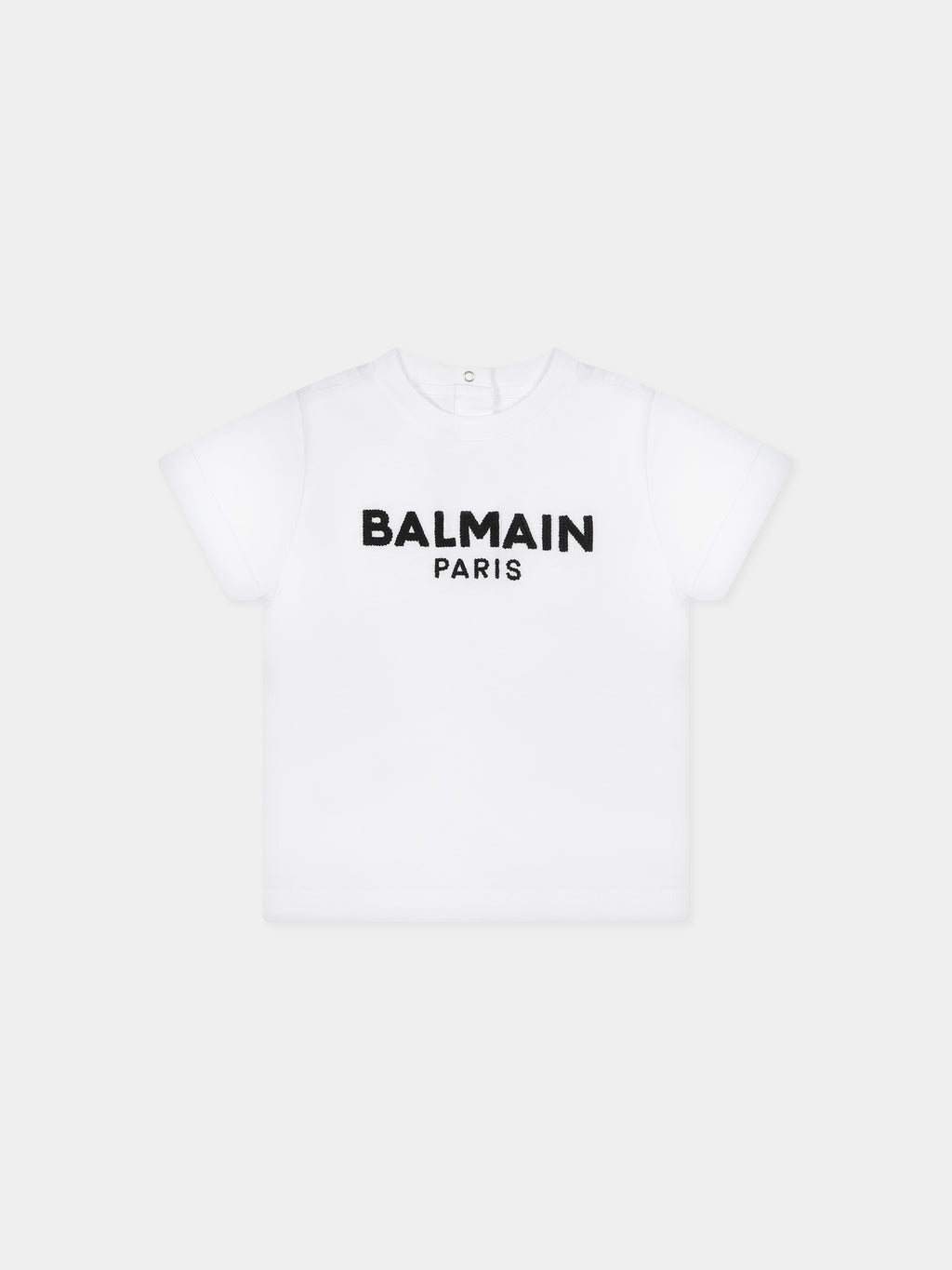 White t-shirt with iconic black logo for babies